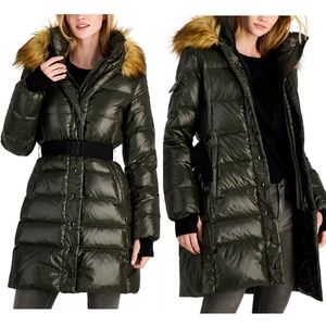 S13 chalet belted puffer down filled faux fur coat FINAL PRICE NO OFFERS